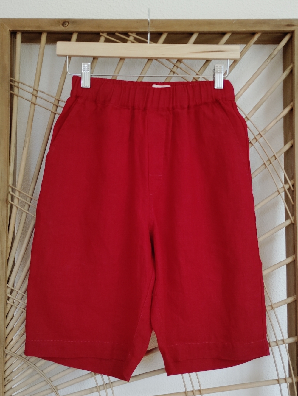 🆕 100% Stone Washed Linen Elastic Waist Shorts / Size XS